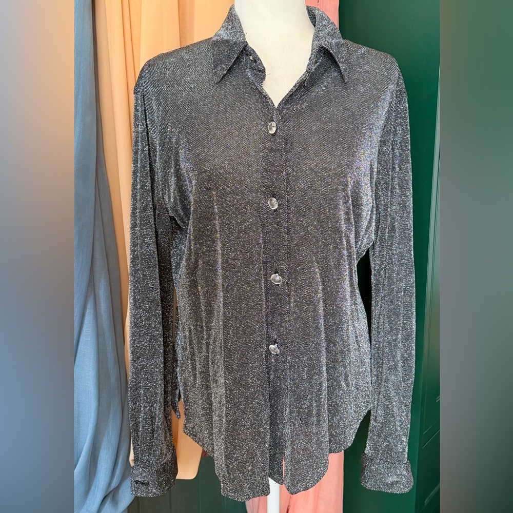 Metallic Charcoal Long-Sleeve Dress Shirt